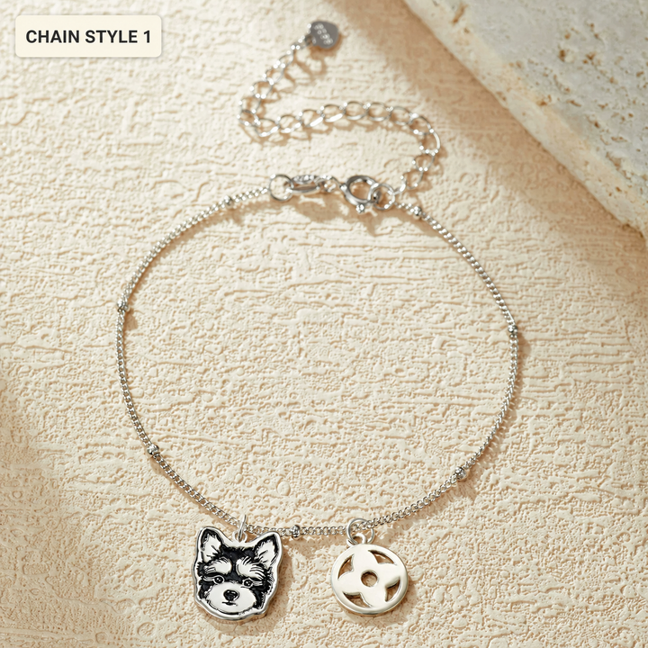 Custom 925 Sterling Silver Pet Portrait Bracelet | 7 Chain Styles