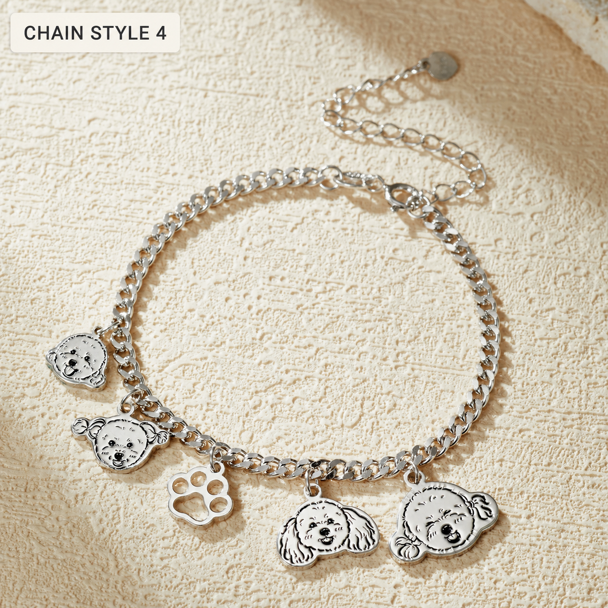 Custom pet portrait bracelet — Chain Style 4