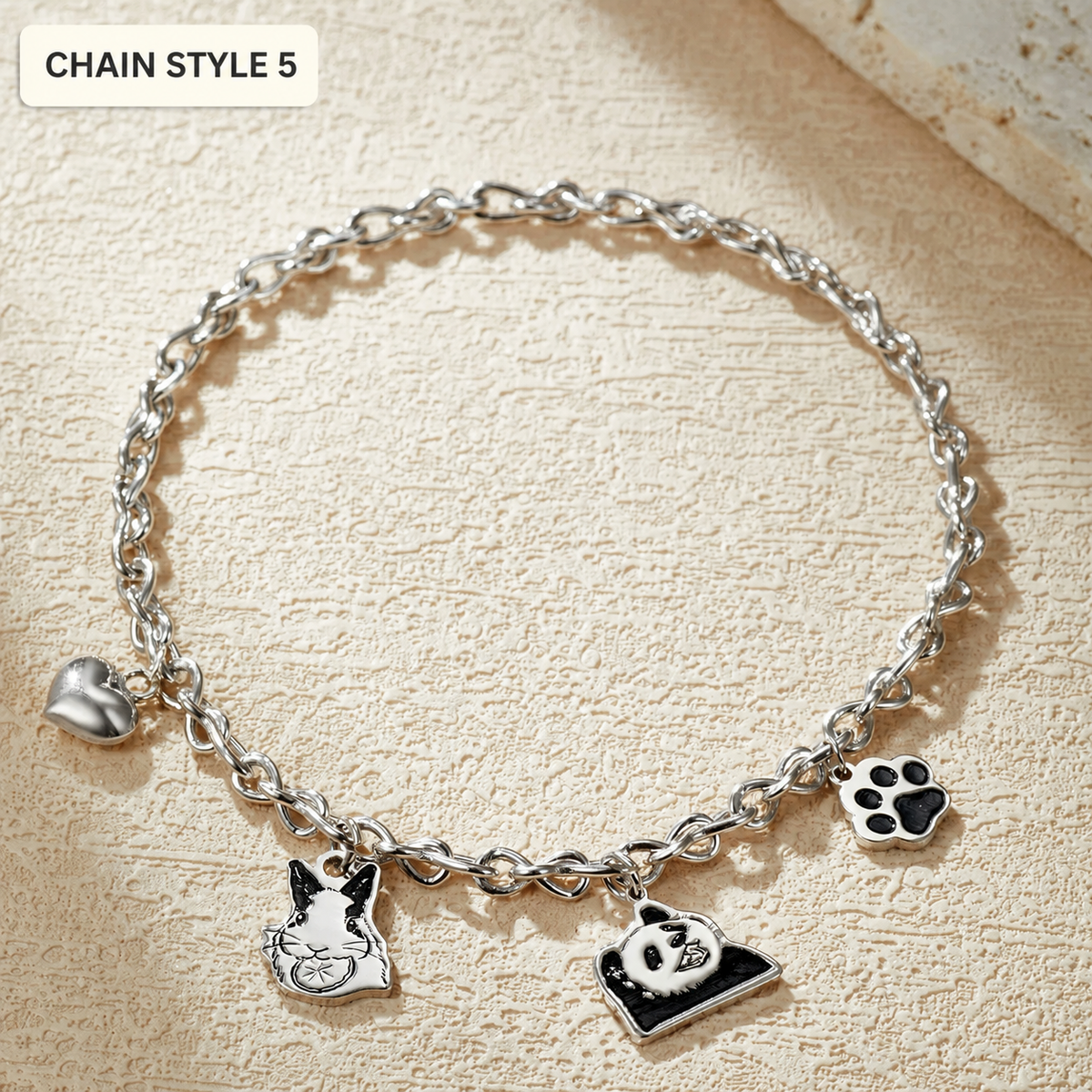 Custom pet portrait bracelet — Chain Style 5