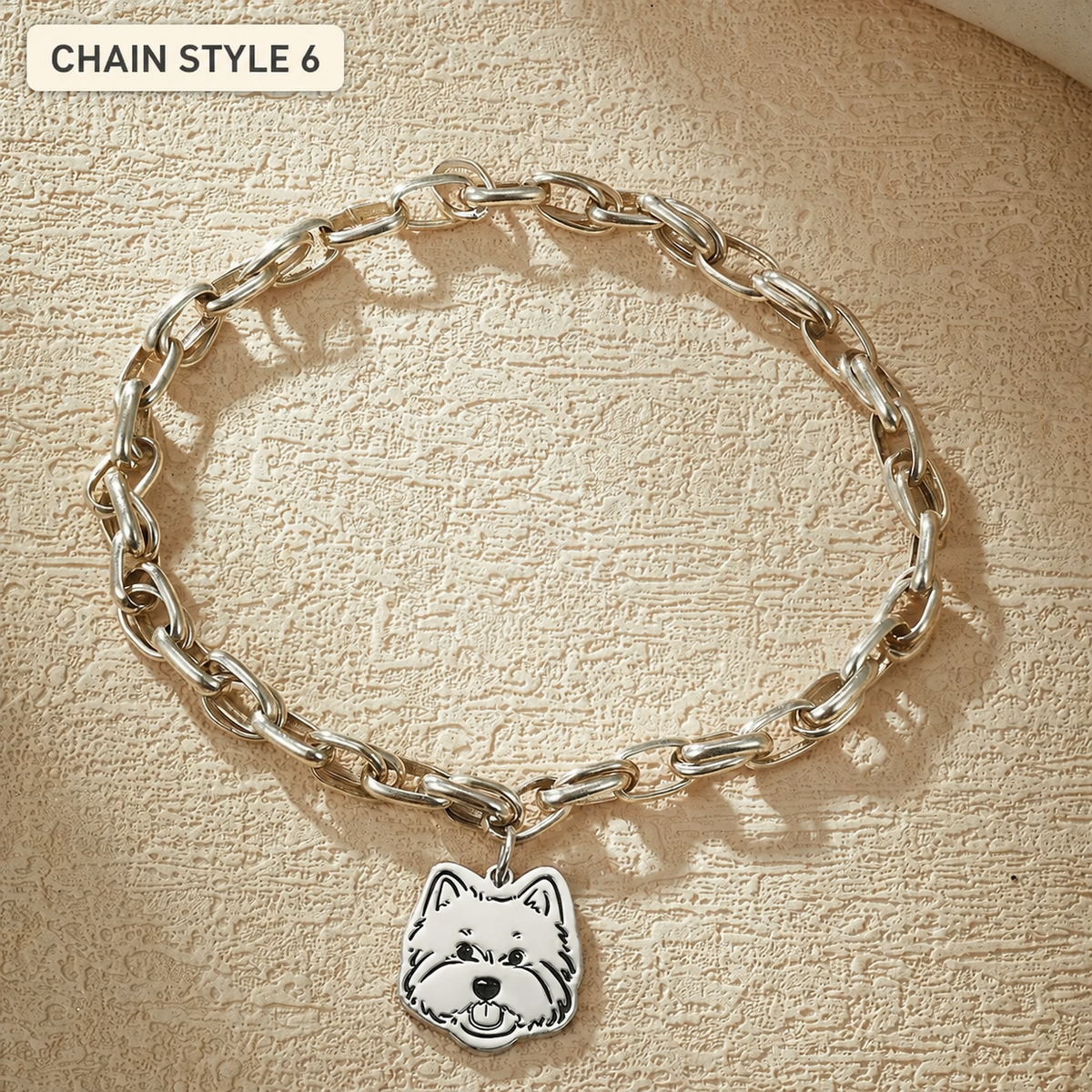 Custom pet portrait bracelet — Chain Style 6