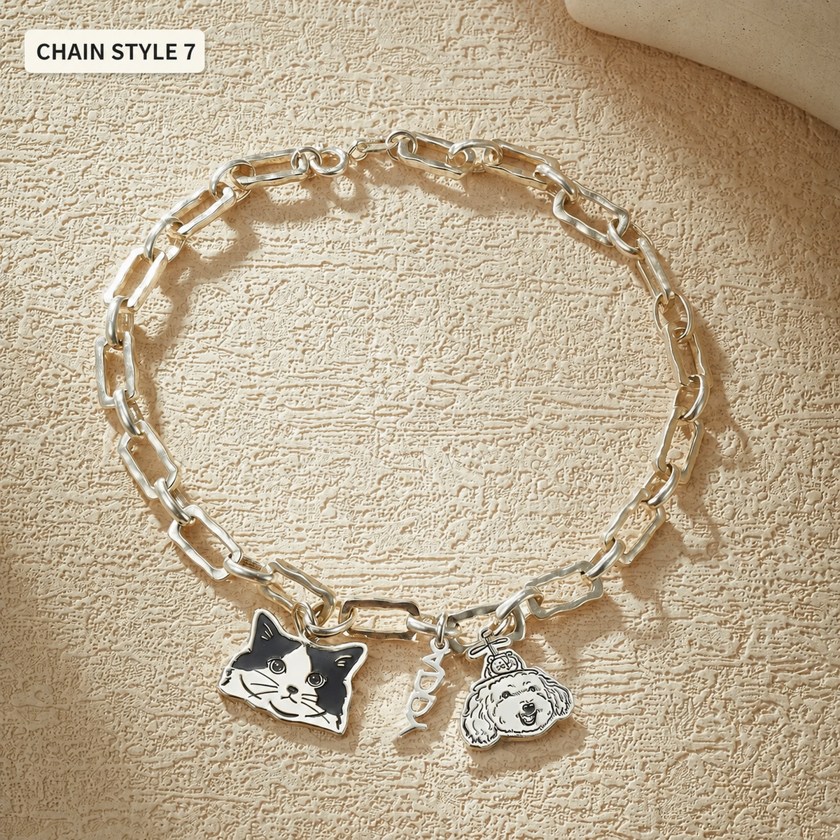 Custom pet portrait bracelet — Chain Style 7